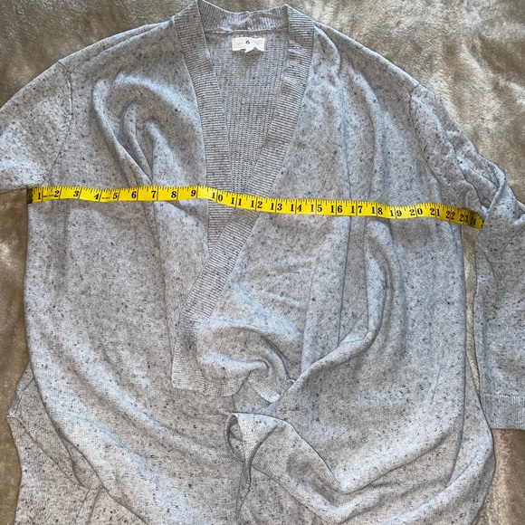Lou & Grey cotton cardigan sweater Sz S open style asymmetrical hem light grey - Picture 9 of 10